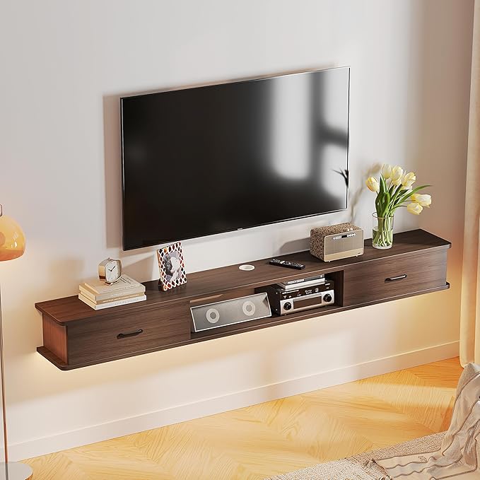 Floating TV Stand with 2 Doors, Floating TV Cabinet, Floating Console Shelf by FloatiCasa