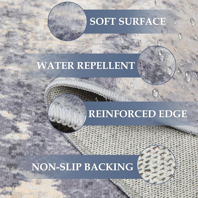 Washable Area Rugs 2'x10' Non-Slip Modern Abstract Soft - Image 8