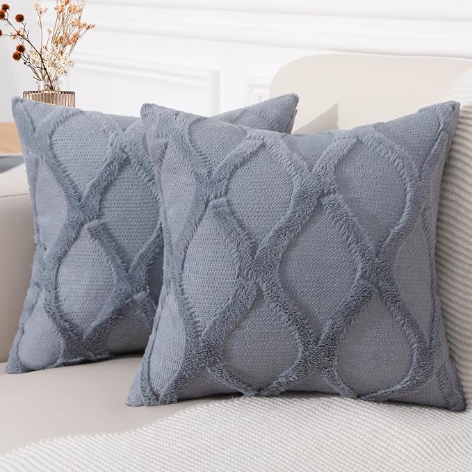 decorUhome Throw Pillow Covers 26x26 Inch Set of 2, Soft Plush Faux Fur Wool by decorUhome