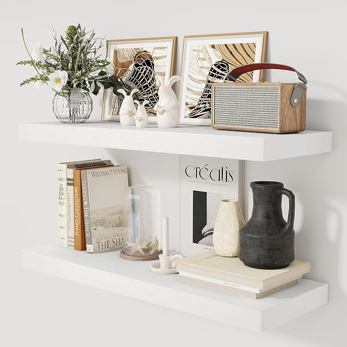 White Floating Shelves 36 Inch Long, 12 Inch Deep Floating Shelves by FunMemories