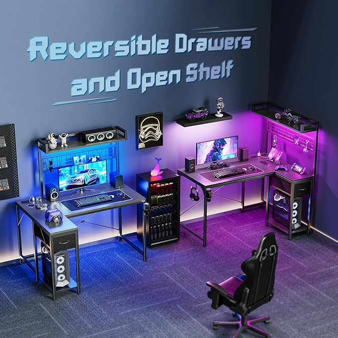 PRAISUN L Shaped Gaming Desk - Image 3