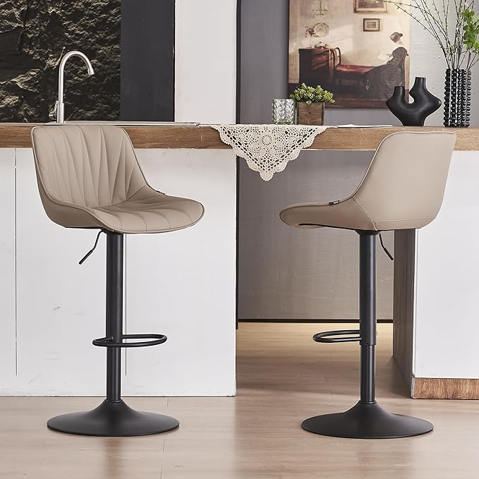 YOUNIKE Bar Stools Set of 2 for Kitchen Island, Khaki Swivel Tall Barstools by YOUNIKE