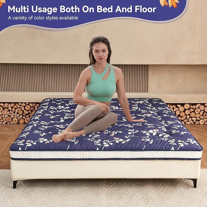 Dr.Futon Japanese Floor Futon Mattress Extra Thick Folding Roll Up Bed Topper - Image 6