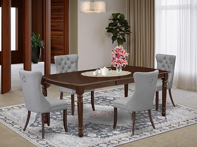 East West Furniture DODA5-MAH-27 5 Piece Dining Room Set Consists of a - Image 2
