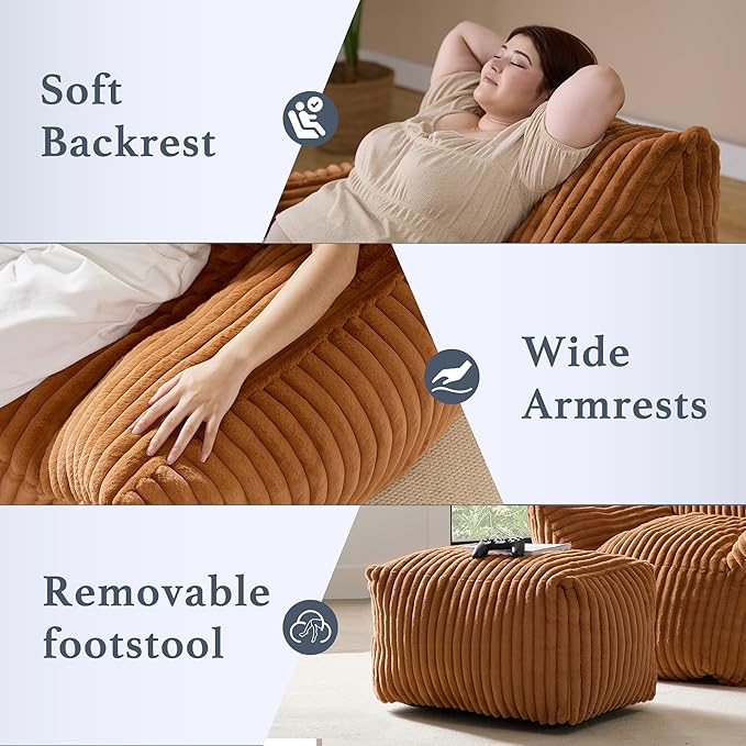 Oversized Bean Bag Chaise Lounge Chair Indoor - Image 4