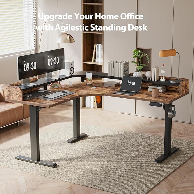 Agilestic L Shaped Standing Desk, Adjustable Height Corner Gaming Desk - Image 4