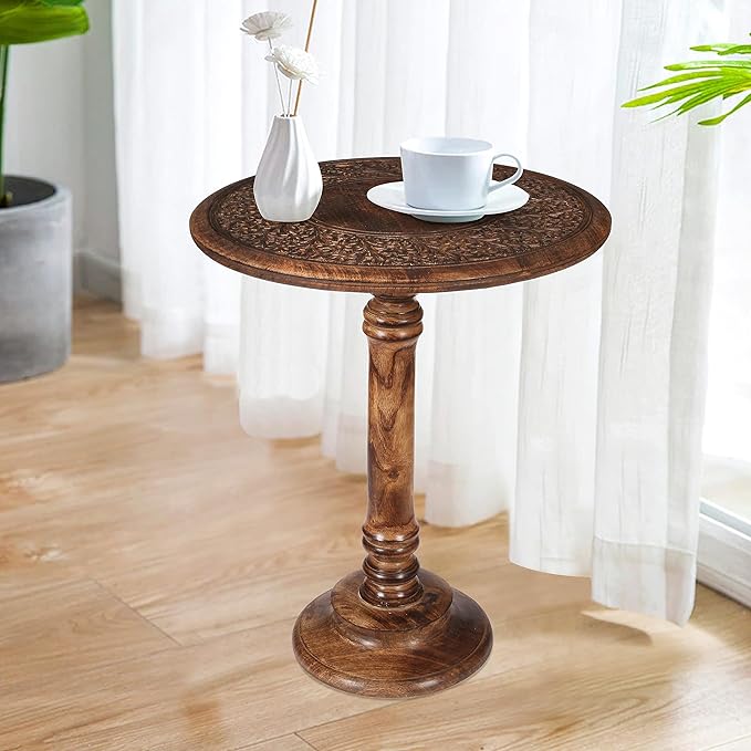 Lightnpro Hand-Carved Wooden Pillar Table - Image 6