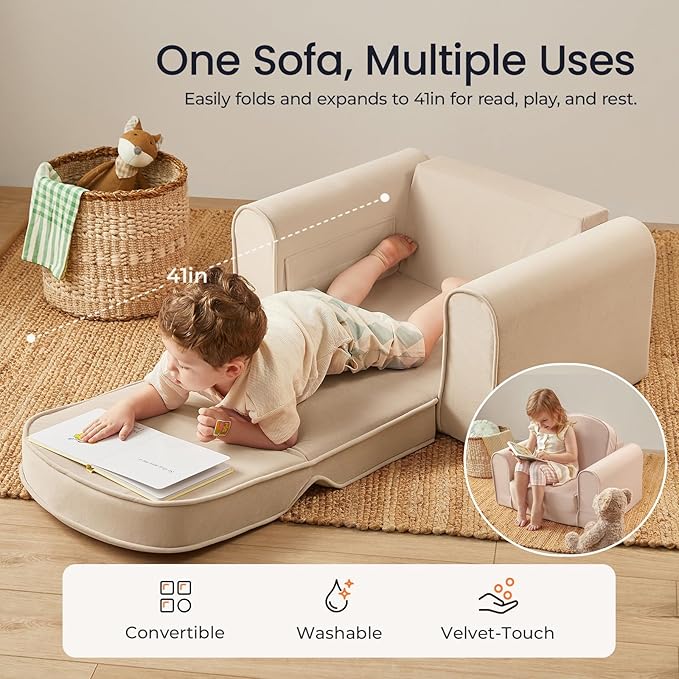 Tiny Land 2-in-1 Foldable Kids Couch - Image 2