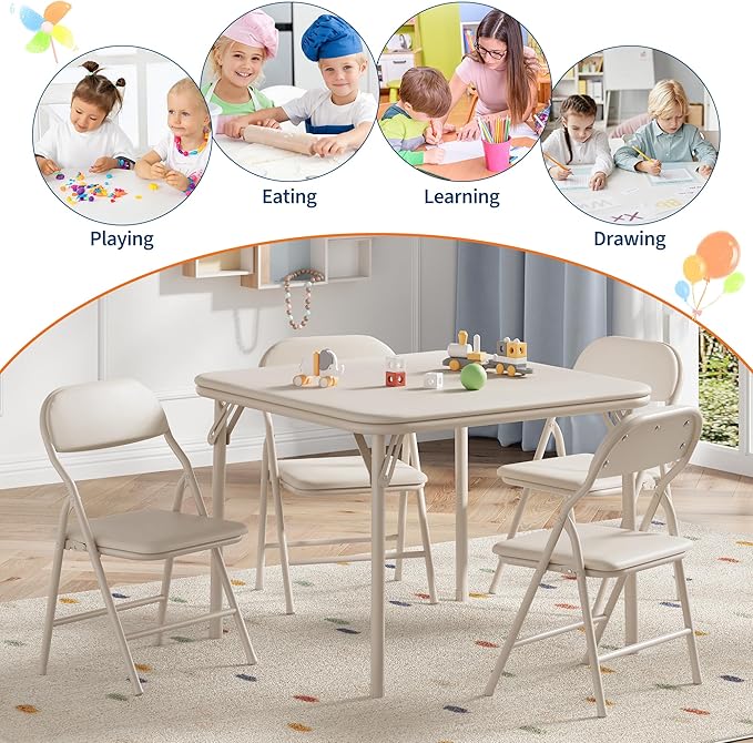 GarveeHome 3-Piece Kids Folding Table and Chairs Set, Toddlers Children's - Image 6