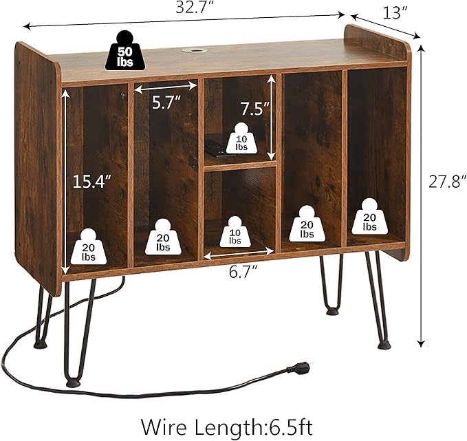 Large Brown Record Player Stand - Image 3