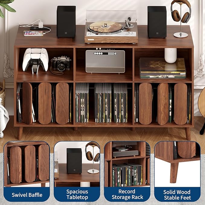Large Record Player Stand, Record Player Table Vinyl Record Storage Holder - Image 7