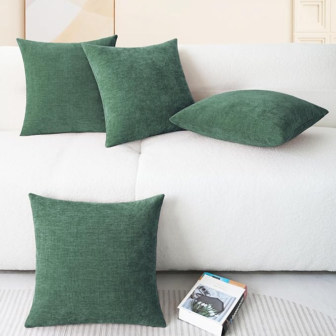 CaliTime Throw Pillow Covers Decorative 18 X 18 Inches Pack of 4 Cozy Chenille - Image 6