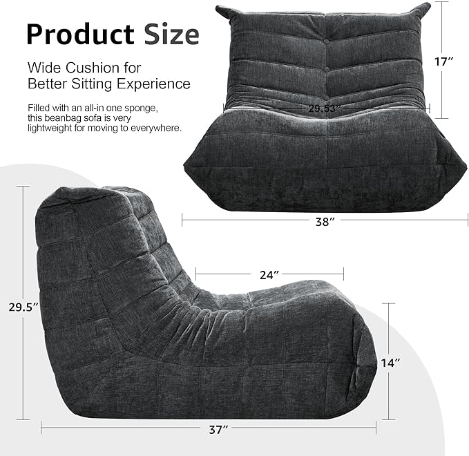 Bean Bag Chairs for Adults Giant Bean Bag Chair Memory Foam BeanBag Chair Big - Image 2