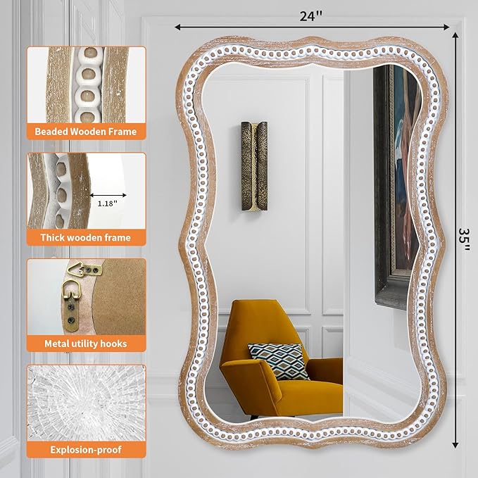 35" x 24" Rustic Farmhouse Mirror - Image 9
