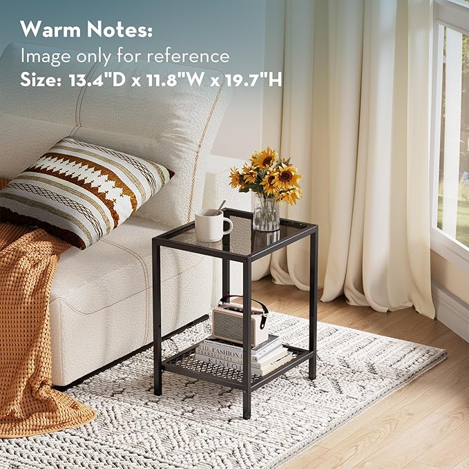 SAYGOER Small Side Table Glass End Table - Image 7