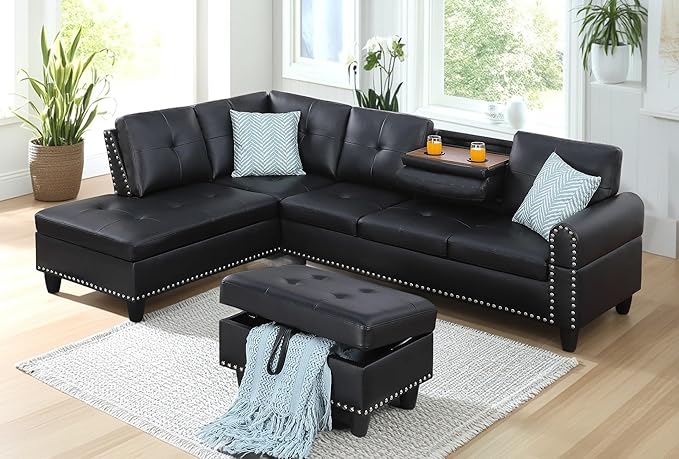 98 Inch L Shaped Sectional Sofa by Unknown