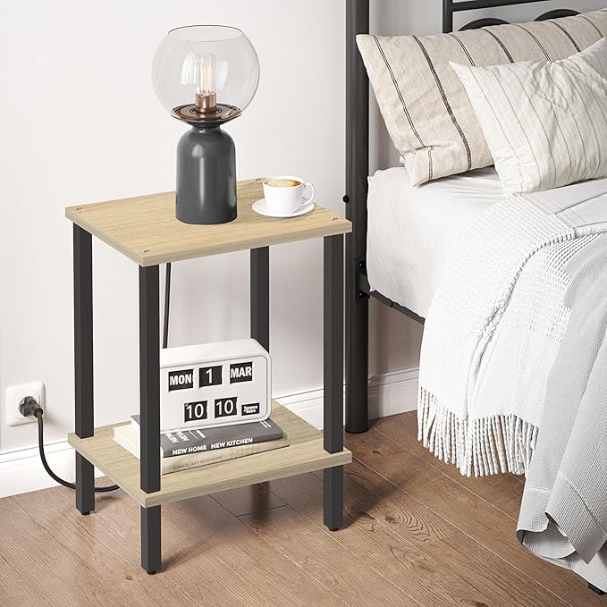 TUTOTAK End Table, Side Table, Nightstand, 2-Tier Storage Shelf, Sofa Side Table - Image 4