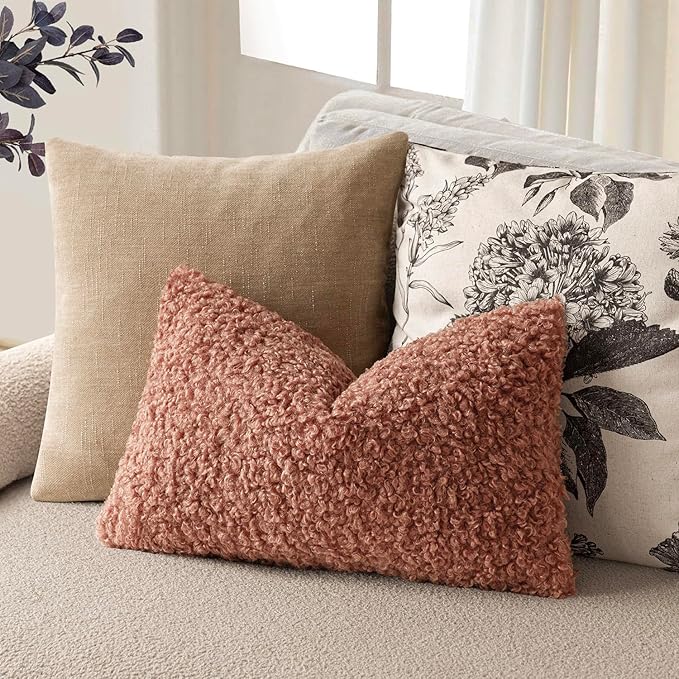 Foindtower Set of 2 Curly Teddy Wool Pillow Covers Decorative Boucle Textured - Image 5
