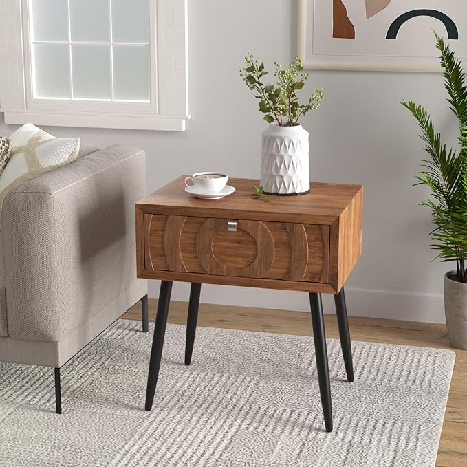 COSIEST End Table, Mid Century Modern Nightstand, Wood Bedside Table, Accent by COSIEST