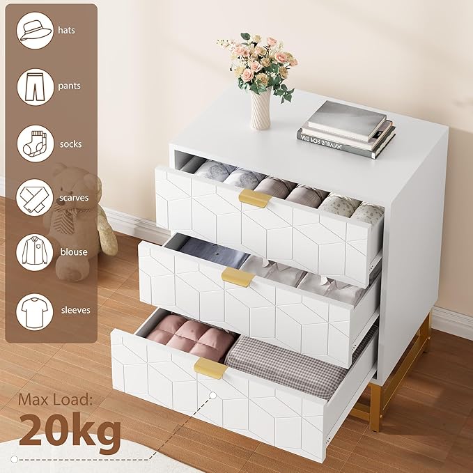 GAOMON 3 Drawer Dresser, Wood Chest Drawers - Image 5