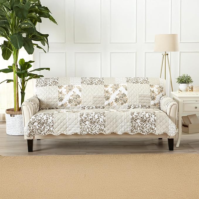 Great Bay Home Patchwork Scalloped Printed Furniture Protector Stain Resistant - Image 2
