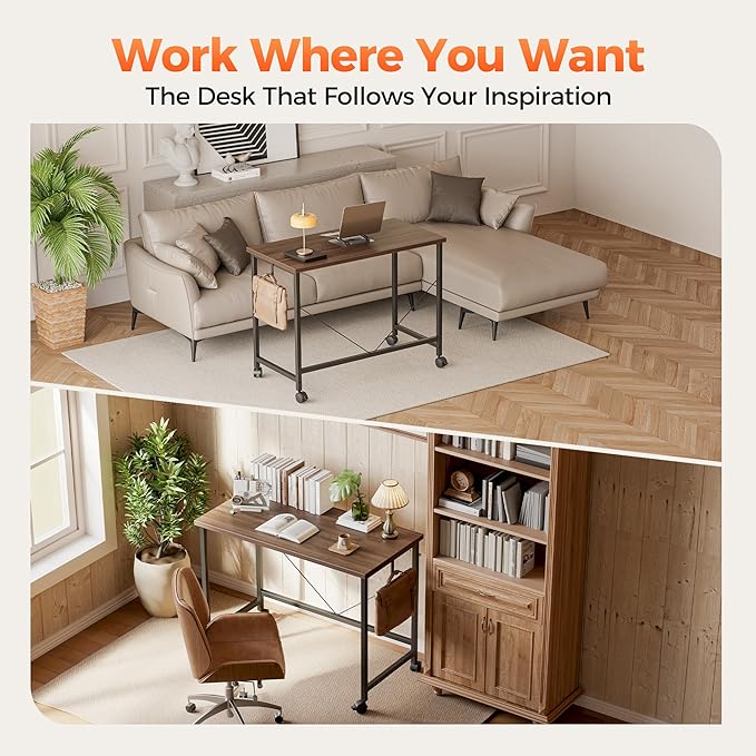 Rolling Computer Desk with Wheels, Gaming Desk - Image 3