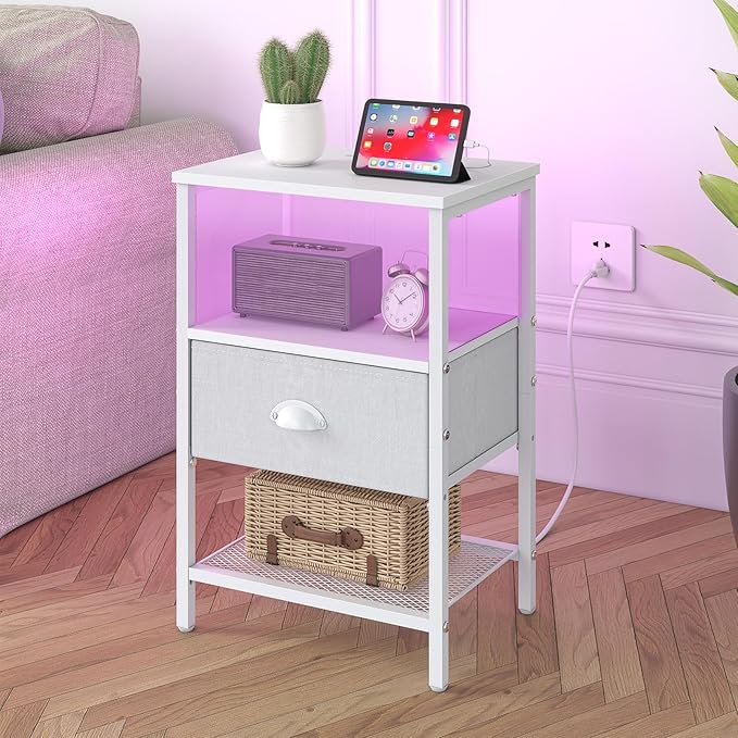 Sthmec Nightstands Set of 2, LED Bedside Tables - Image 2