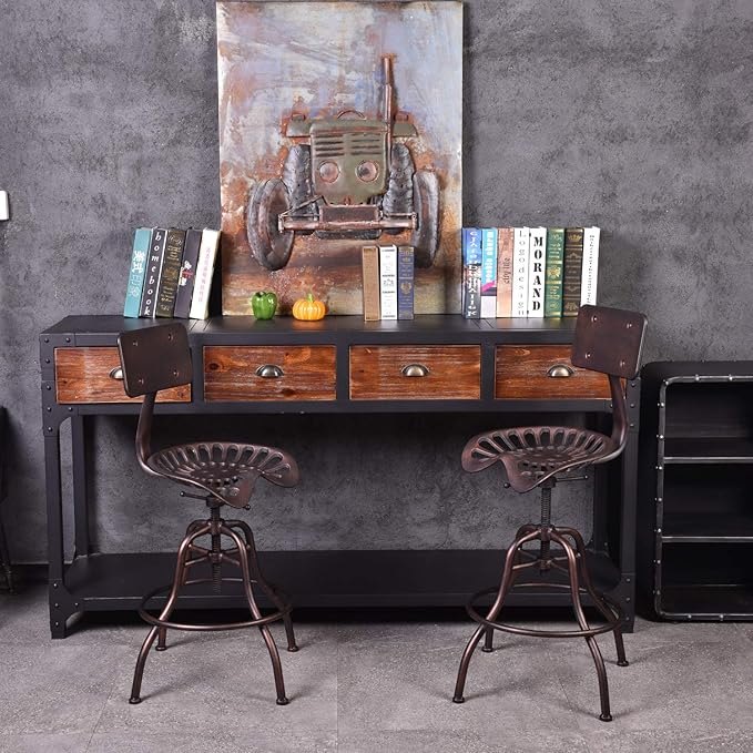 Diwhy Industrial Design Metal Adjustable Height Backrest Chair Vintage Tractor - Image 2