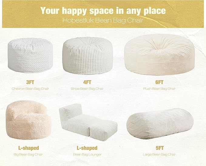Hobestluk 5FT Bean Bag Chairs Adult Bean Bag - Image 8