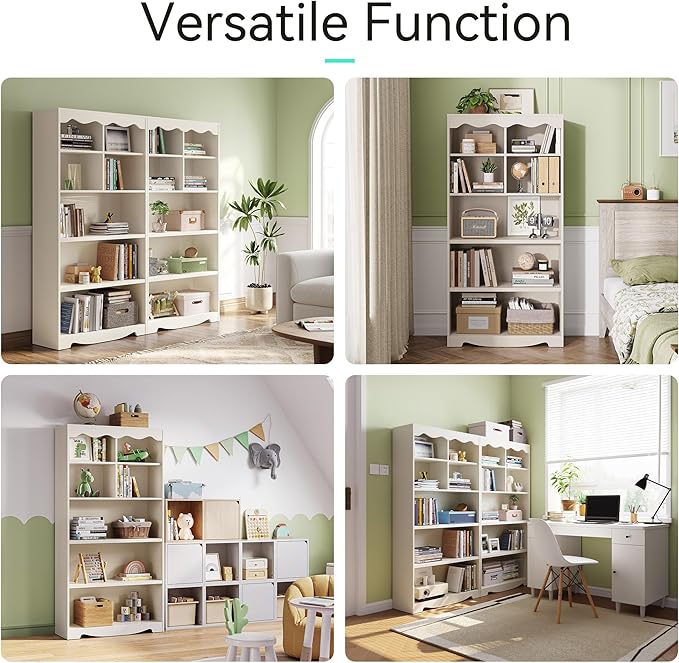 LINSY HOME 5-Shelf Bookcase Wooden, Open Floor Standing Cube Shelf Bookcase - Image 3