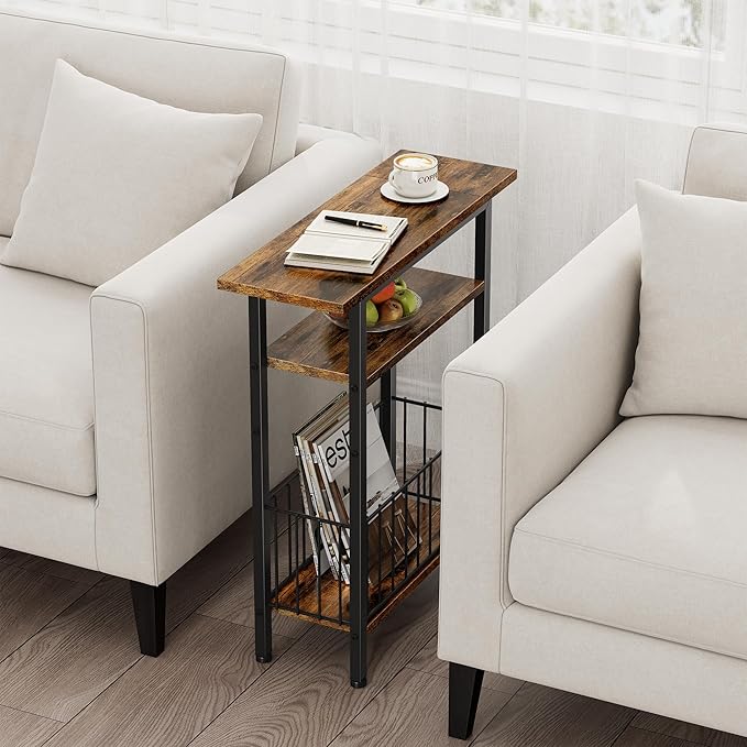 Vagusicc Narrow Side Table, 3-Tier Skinny End Table - Image 2