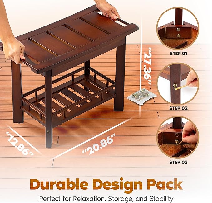 21" Teak Shower Bench for Inside – Luxury Spa-Style Comfort, FSC Certified - Image 3