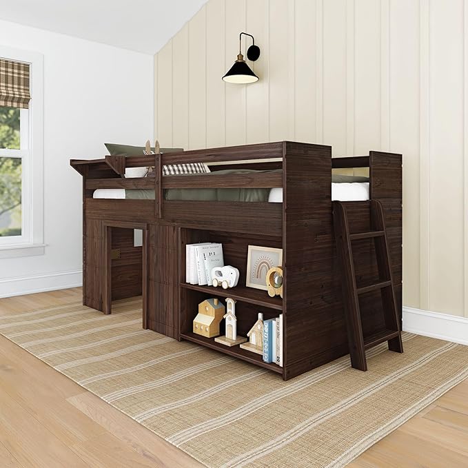 Max & Lily Modern Farmhouse Twin Low Loft Bed by MaxLily