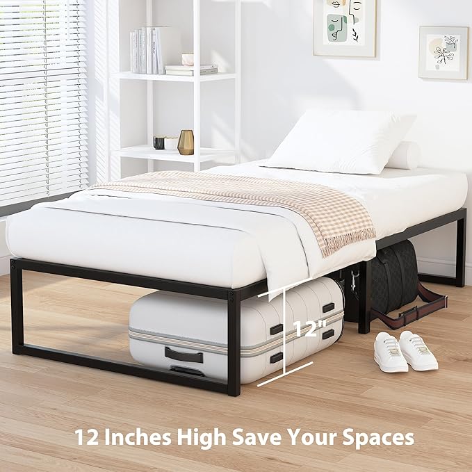 EMODA 14 Inch Narrow Twin Bed Frame 30x75, Heavy Duty Metal Platform No Box - Image 3