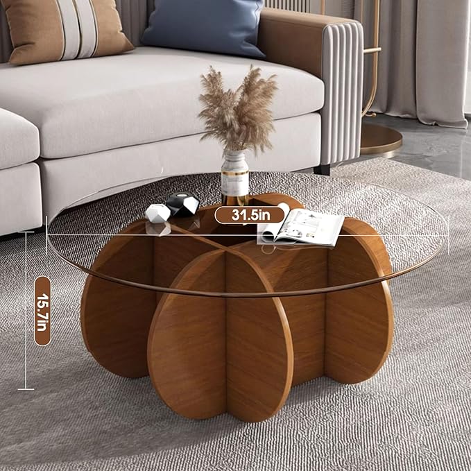Glass Coffee Tables for Living Room Modern Elegant Round Coffee Table Mid - Image 6