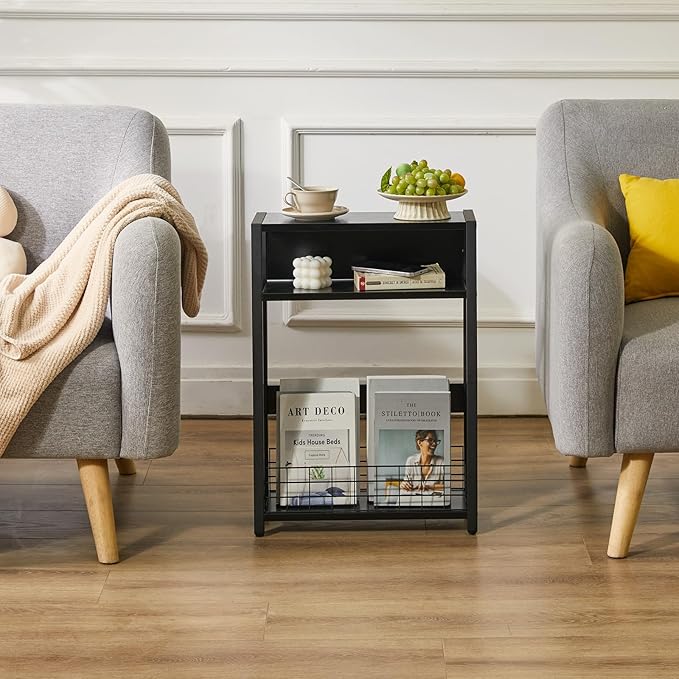 IBUYKE Narrow Side Table with Storage Shelf, 3 Tier End Table, Modern Sofa Table - Image 5