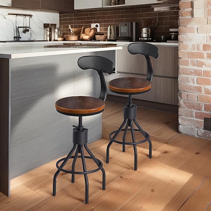5 Pieces Industrial Dining Table Set 41.3inch Hight Rectangle Bar Table and - Image 2