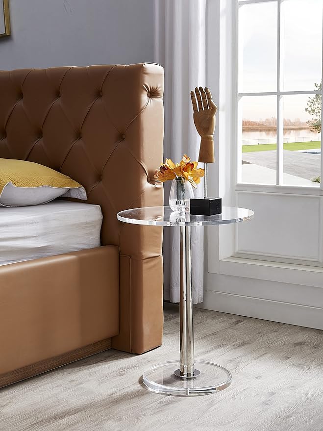 Clear Acrylic Table with Cone Metal Pole … - Image 6