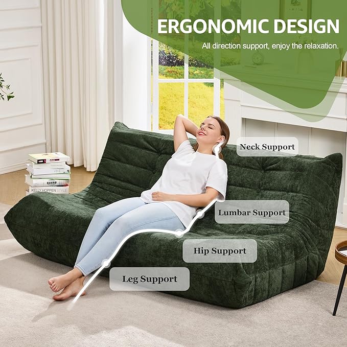 Hobestluk Bean Bag Chairs for Adults Giant Bean Bag Chair Memory Foam BeanBag - Image 5