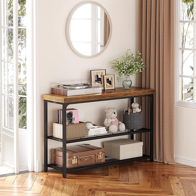 47" Console Table, 3-Tier Entryway Table, Sofa Table - Image 7