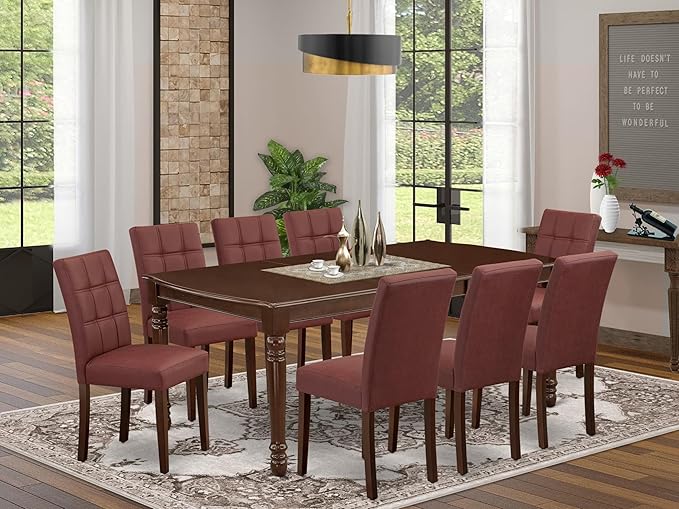 East West Furniture DOAS9-MAH-26 9 Piece Kitchen Table Set Consists A Dinning - Image 2
