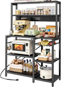SUPERJARE Bakers Rack with Power Outlet, 35.4 Inches Coffee Bar with Wire Basket by SUPERJARE