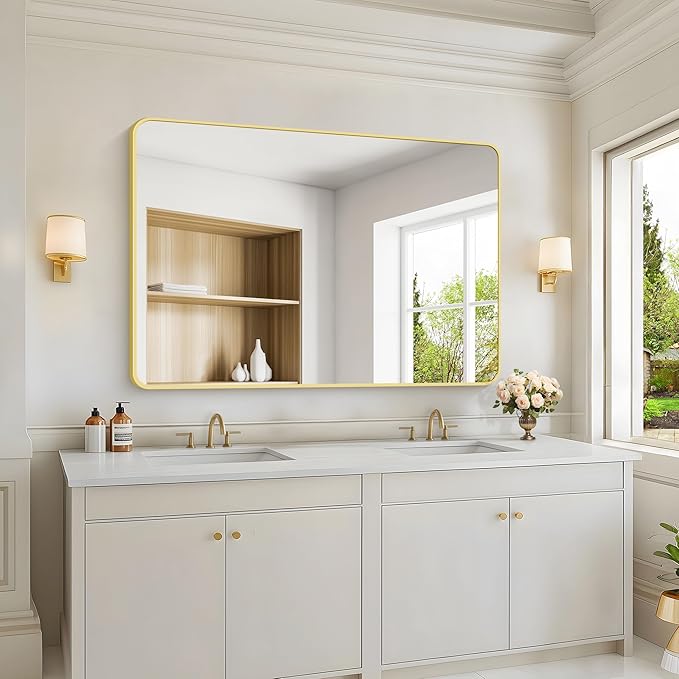 36"x48" Bathroom Mirror, Large Rectangular Wall Mirror, Rounded Corner Vanity - Image 6