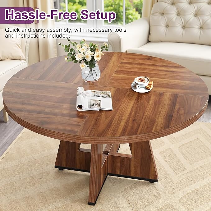 Round Dining Table for 4, Farmhouse Table for Dining Room, Living Room - Image 6