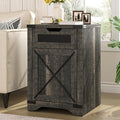 Farmhouse End Table with Charging Station, 26.4" Tall Rustic Nightstand with by FiveWillowise