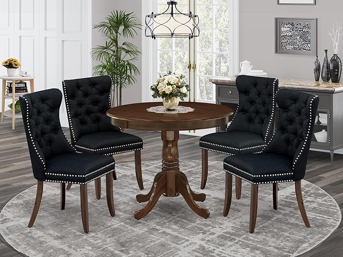 East West Furniture ANDA5-AWA-24 5 Piece Dining Table Set Consists of a Round - Image 2