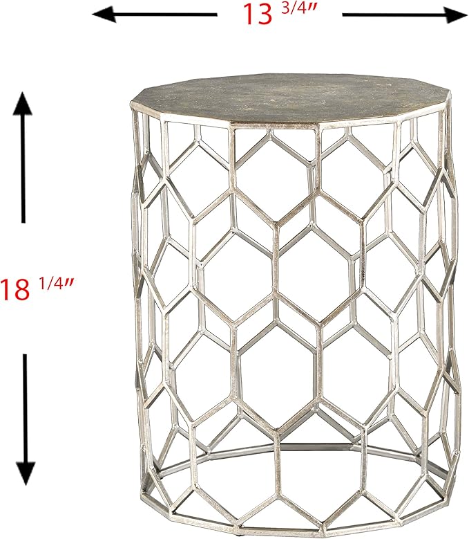 SEI Furniture Clarissa Metal Honeycomb Accent Table, Geometric Style Round - Image 3