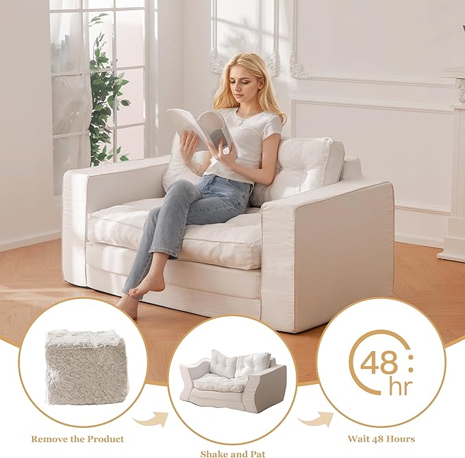 YOSHOOT Loveseat Sleeper Sofa, 3-in-1 Pull Out Floor Couch - Image 6