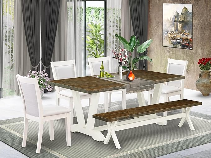East West Furniture V077MZ001-6 6 Piece Dinette Set Contains a Rectangle Dining - Image 2