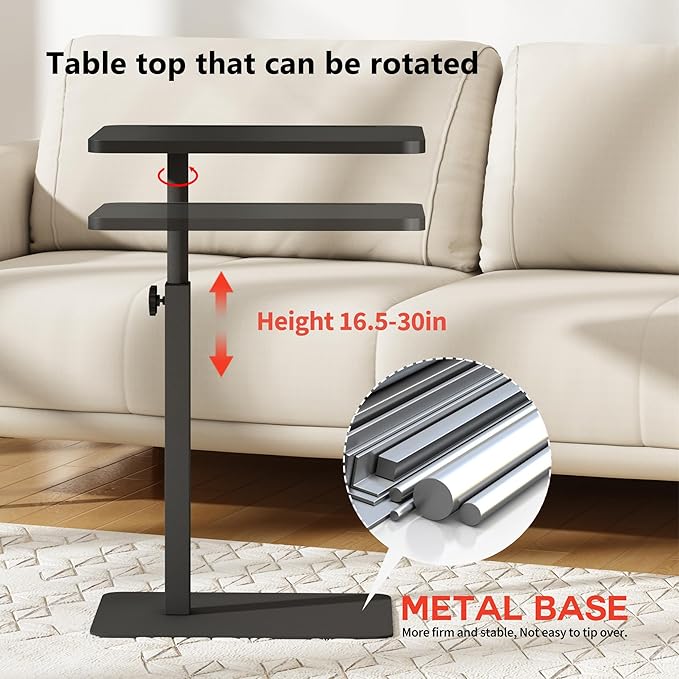 Forevich Bamboo Sofa Tray Table C Shaped Side End Table - Image 4